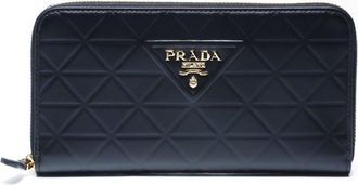 Prada Black Leather Long Wallet (Bi-Fold) (Pre-Owned)