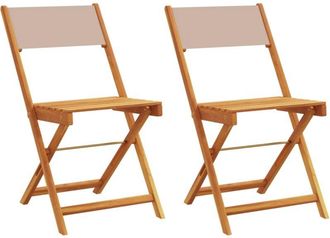 vidaXL Vidaxl - Sillas De Bistr&oacute; 2 Uds Madera Maciza Acacia Y Tela Gris Taupe