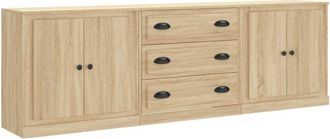vidaXL Sideboards 3 pcs Sonoma Oak Engineered Wood vidaXL