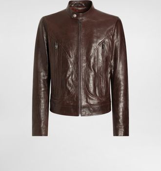 Dolce & Gabbana Lambskin Nappa Leather Jacket - Man Coats And Jackets Purple 48