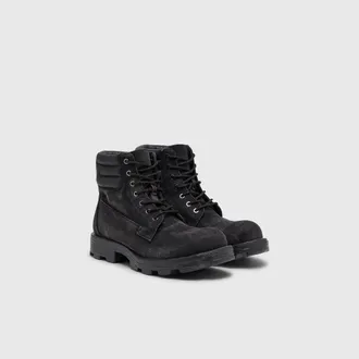 Diesel D-Hammer-Combat boots in denim and leather - Boots - Man - Black