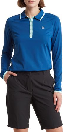 Original Penguin Contrast Tipped Long Sleeve Polo in Blueberry Pancake at Nordstrom Rack, Size X-Small