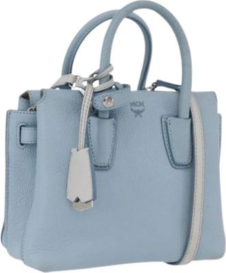 MCM Pre-owned Handbags, female, Blue, Size: ONE SIZE Pre-owned Leather Handbag