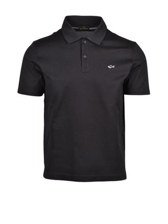 Paul & Shark Black Cotton Minimalist Polo Shirt