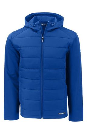 Cutter & Buck Evoke Hybrid Softshell Hooded Jacket in Tour Blue at Nordstrom, Size Xxx-Large
