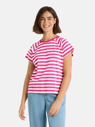 Lieblingsst&uuml;ck T-Shirt LIEBLINGSST&Uuml;CK TaraEP, Damen, Gr. 4XL, lovely pink, Single Jersey, Obermaterial: 100% Baumwolle, gestreift, h&uuml;ftlang, Rundhals, Raglan&auml;rmel, S