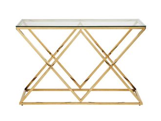 Pascal Morabito Mesa consola cristal templado transparente, dorado