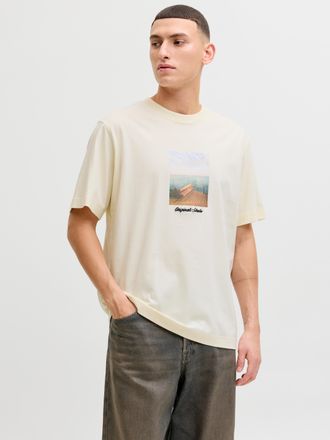 Jack & Jones T-Shirt JACK & JONES JORNORREBRO PHOTO TEE SS CREW NECK, Herren, Gr. XXL, antique wei&szlig;, Jersey, Obermaterial: 100% Baumwolle, bedruckt, relaxed fit no