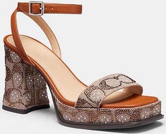 Coach Platform Sandal In Crystal Signature Jacquard