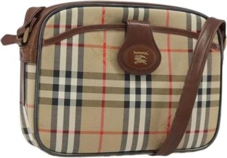Burberry Pre-owned Cross Body Bags, female, Beige, Size: ONE SIZE Pre-owned Canvas Shoulder Bag