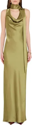 Amanda Uprichard Paula Scarf Detail Maxi Dress in Vrt at Nordstrom, Size X-Small