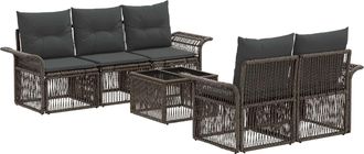 vidaXL Conjunto De Sof&aacute;s De Jard&iacute;n 6 Uds. Gris Rat&aacute;n Sint&eacute;tico Vidaxl