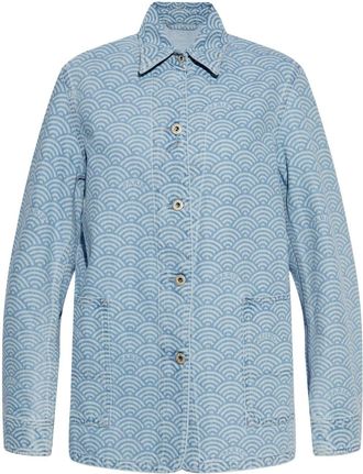 Kenzo graphic-print denim jacket - women - Cotton - S - Blue
