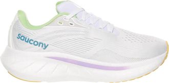 Saucony Womens Ride 18 Running Shoes In White/verbana