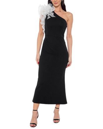 Marina Rossini Ruffle Shoulder Midi Dress