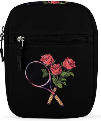 Generic Rose Tennis Rackets Sports Crossbody Bag Adjustable Satchel Cute Shoulder Bag Lightweight Sling Bags