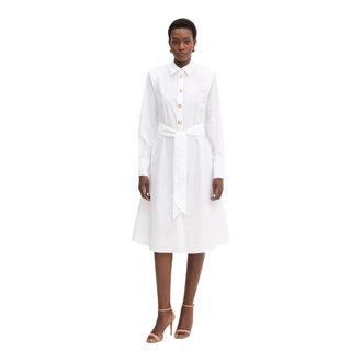 Karl Lagerfeld Kleedjes, Dames, Wit, XS, Katoen, Geknoopte overhemdjurk