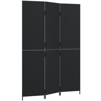 vidaXL Biombo De 3 Paneles Rat&aacute;n Sint&eacute;tico Negro Vidaxl