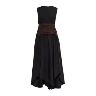 Tory Burch Tory Burch, Midi Dresses, female, Black, Size: XS Ruched-Detail Midi Dress