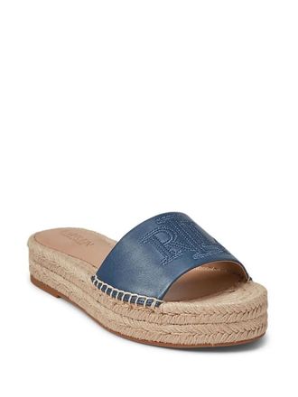 Lauren Ralph Lauren logo-embroidered platform espadrille sandals - Blue