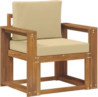 vidaXL Sof&aacute; De Exterior Madera De Acacia S&oacute;lida Y Poli&eacute;ster Natural Vidaxl