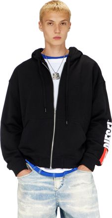 Diesel Hoodie with logo patch embroidery - Sweaters - Man - Black