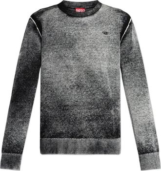 Diesel K-Laurent Sweater - Heren - Ronde hals truien - Grijs - M - Katoen - Truien & Vesten