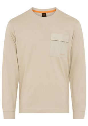 Boss Orange by Hugo Boss Langarmshirt BOSS ORANGE Te protective, Herren, Gr. XXL, light beige271, Single Jersey, Obermaterial: 100% Baumwolle, unifarben, relaxed fit normal, R