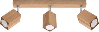 Wonderlamp L&aacute;mpara de techo con 3 focos rectangulares de madera