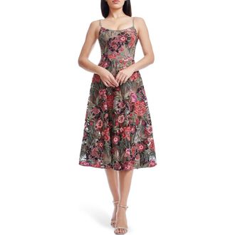 Dress The Population Uma Sequin Floral Cocktail Dress in Rouge Multi at Nordstrom Rack, Size Xx-Small