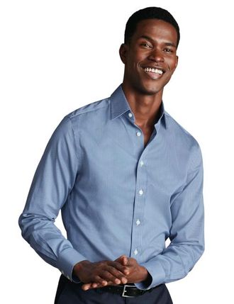 CHARLES TYRWHITT Non-Iron Puppytooth Shirt in Royal Blue at Nordstrom, Size 15.5 - 34