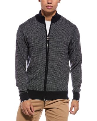 N.Peal N.Peal Knightsbridge Full Zip 100% Cashmere Mock Neck Sweater