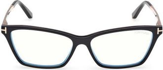 Tom Ford 56mm Butterfly Optical Glasses in Shiny Black/black Enamel at Nordstrom