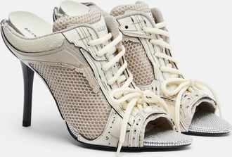 Balenciaga Stapler embellished leather-trimmed mules