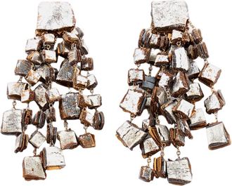 GFW Chandelier-Style Long Earrings with Cracked Silver Finish