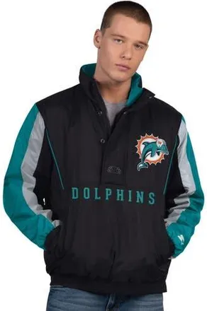 Starter Mens Starter Black Miami Dolphins Thursday Night Gridiron Vintage Logo Half-Zip Jacket at Nordstrom, Size Xx-Large