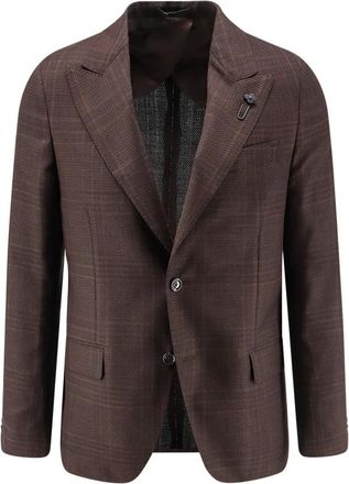 Lardini Enkelrijig colbert met inkeping revers - Heren - Pakken - Bruin - Maat: XL Wol