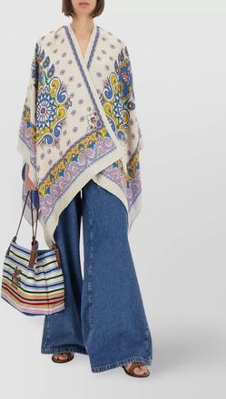 Etro draped daisy cape wide sleeves