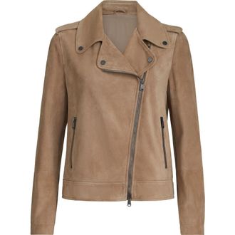Brunello Cucinelli Suede biker jacket in Hazelnut at Nordstrom, Size 44 It