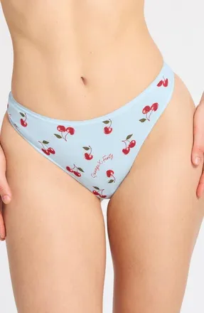 Savage x Fenty Stretch Cotton Essentials Thong in Skyline Blue Cherry On Top at Nordstrom, Size X-Large
