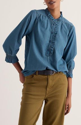 Seasalt Cornwall Feather Star Organic Cotton Top in Mid Wash Indigo at Nordstrom, Size 12