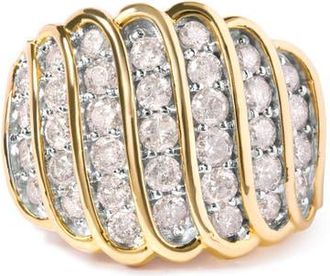 House of Brilliance 14K Yellow Gold Plated Silver 2.00 Cttw Diamond Multi Row Band Ring at Nordstrom, Size 9