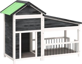 vidaXL Caseta Para Perros Madera Maciza De Pino Gris 143x60,5x109 Cm Vidaxl
