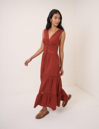 Nobody's Child Orange Broderie Anglaise Wrena Midi Dress