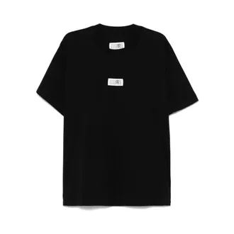 Maison Margiela T-Shirts, male, Black, Size: 2XL Signature Logo Round Neck T-shirt