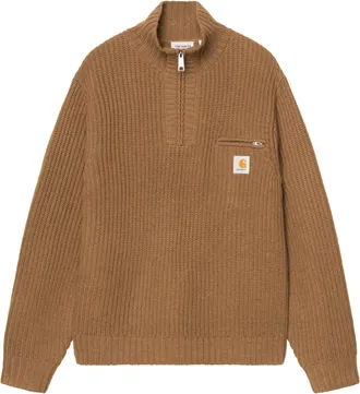 Carhartt Work in Progress Detroit Half Zip Sweater with Ribbed Knit and Chest Pocket