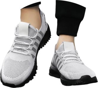 Generic Mens Trainers for Sport Air Mesh Slip On Walking Shoe Lightweight and Breathable Arch Support Road Running Athletic Rebound Core Outdoor Flat Shoes Jo