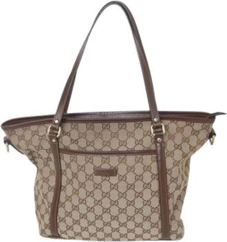 Gucci Pre-owned Vintage Tote Bag - Dames - Vintage Shopper - Beige - ONE Size - Leer - Vintage