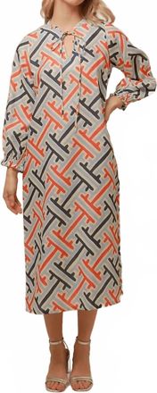 Lavi Beatriz Midi Dress In Blue And Orange Print