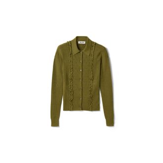 Miu Miu Cashmere And Silk Cardigan, Woman, Fern Green, Size 42